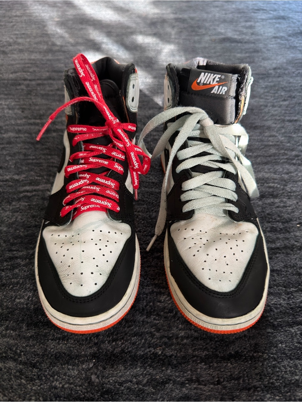 Nike Black & White High-Top Sneakers with Red Accent Laces